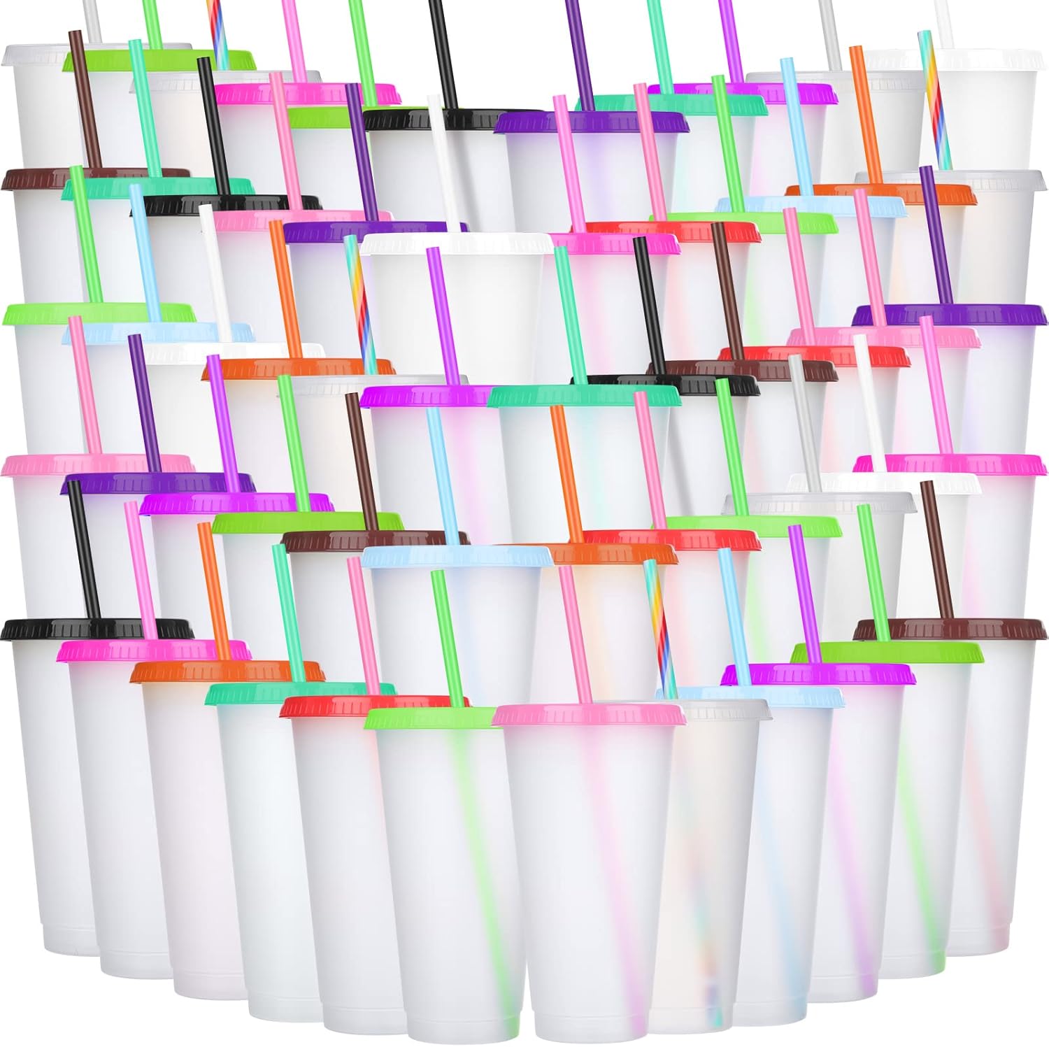 60 Pack Tumbler with Straw and Lid for Parties and Events
