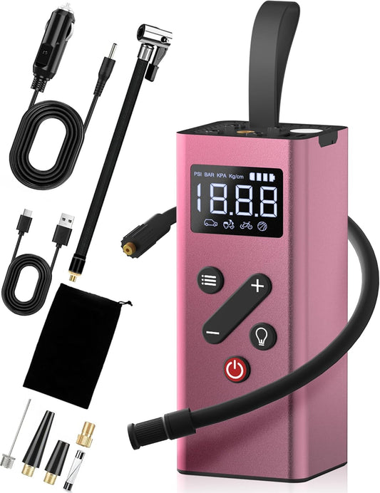 150PSI Cordless Tire Inflator | Portable Power | Auto Shut-Off | Pink