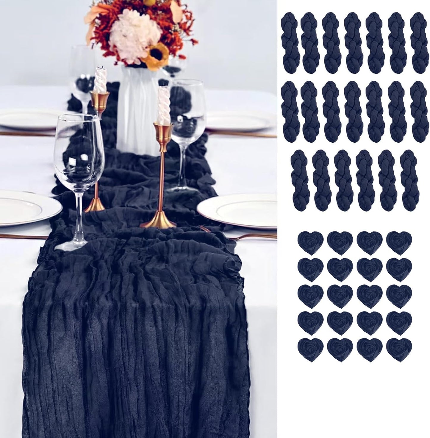 20PCS Grape Cheesecloth Table Runner for Elegant Events