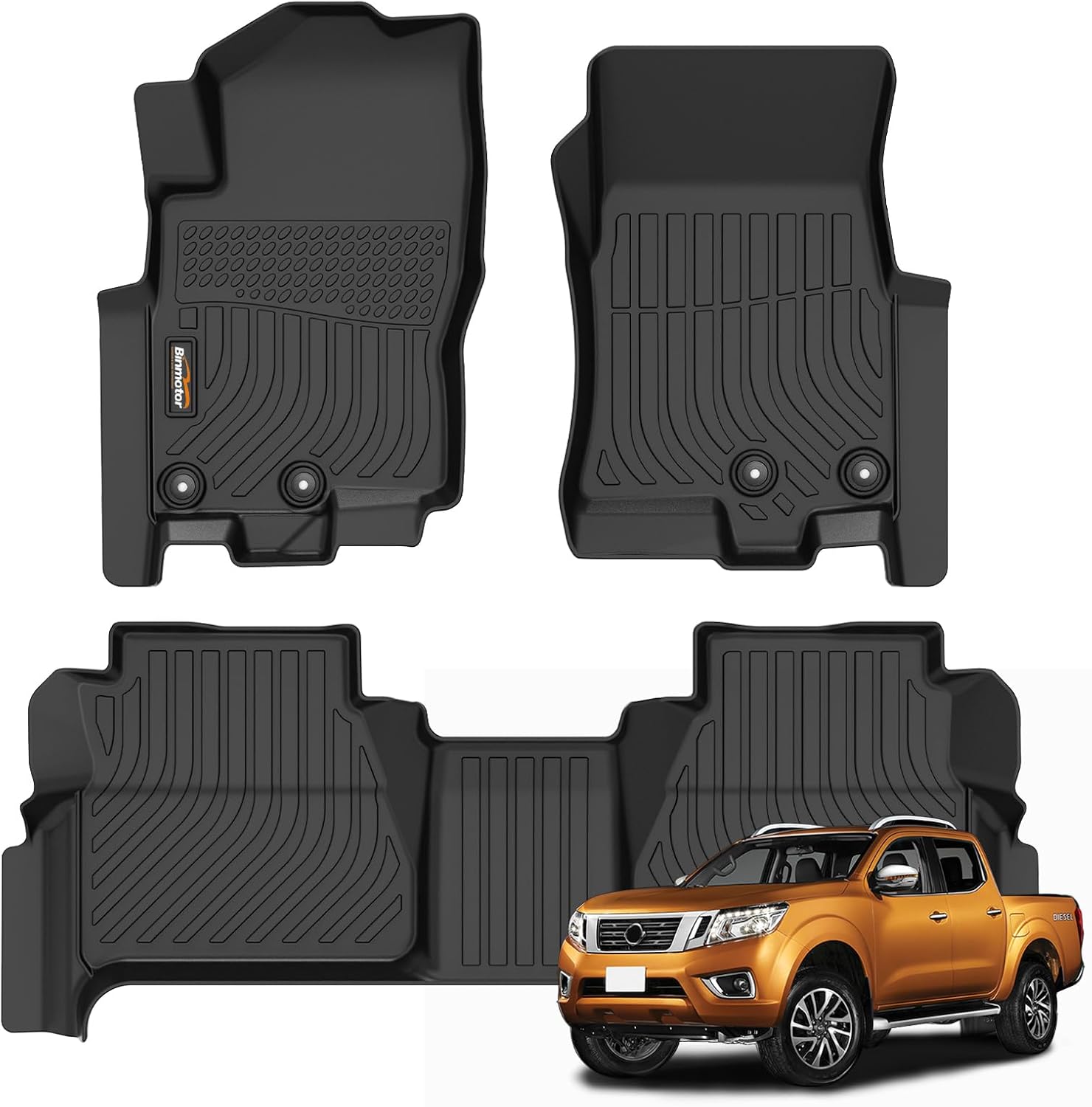 Binmotor All Weather Floor Mats for Nissan Frontier Crewcab 2022-2025