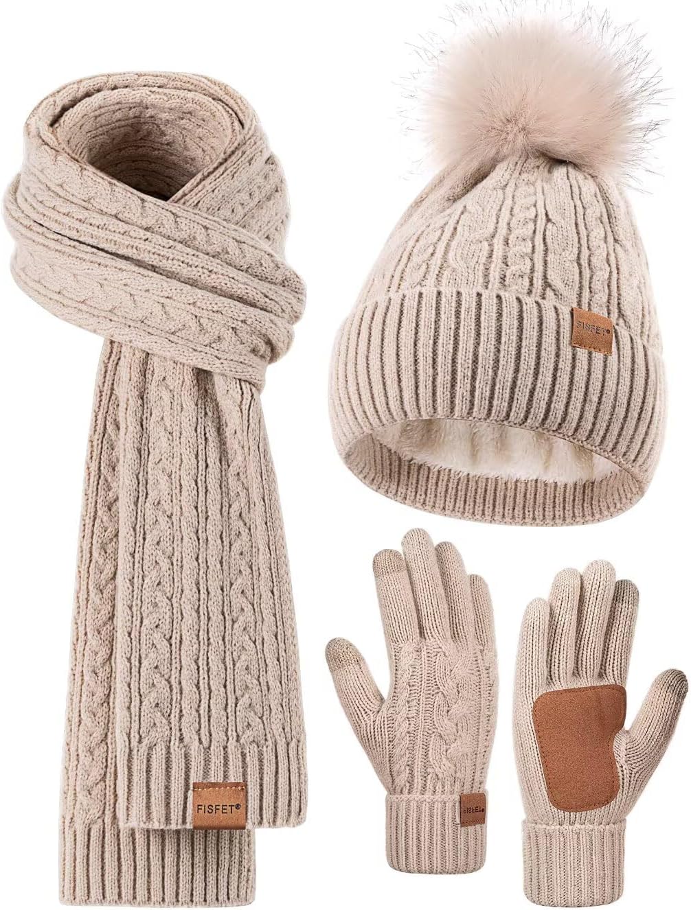 Cozy 3-in-1 Winter Set: Beanie, Scarf, Gloves - FISFET