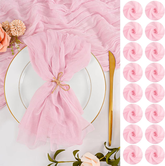 100 Pack Pink Cheesecloth Napkins for Elegant Table Decor