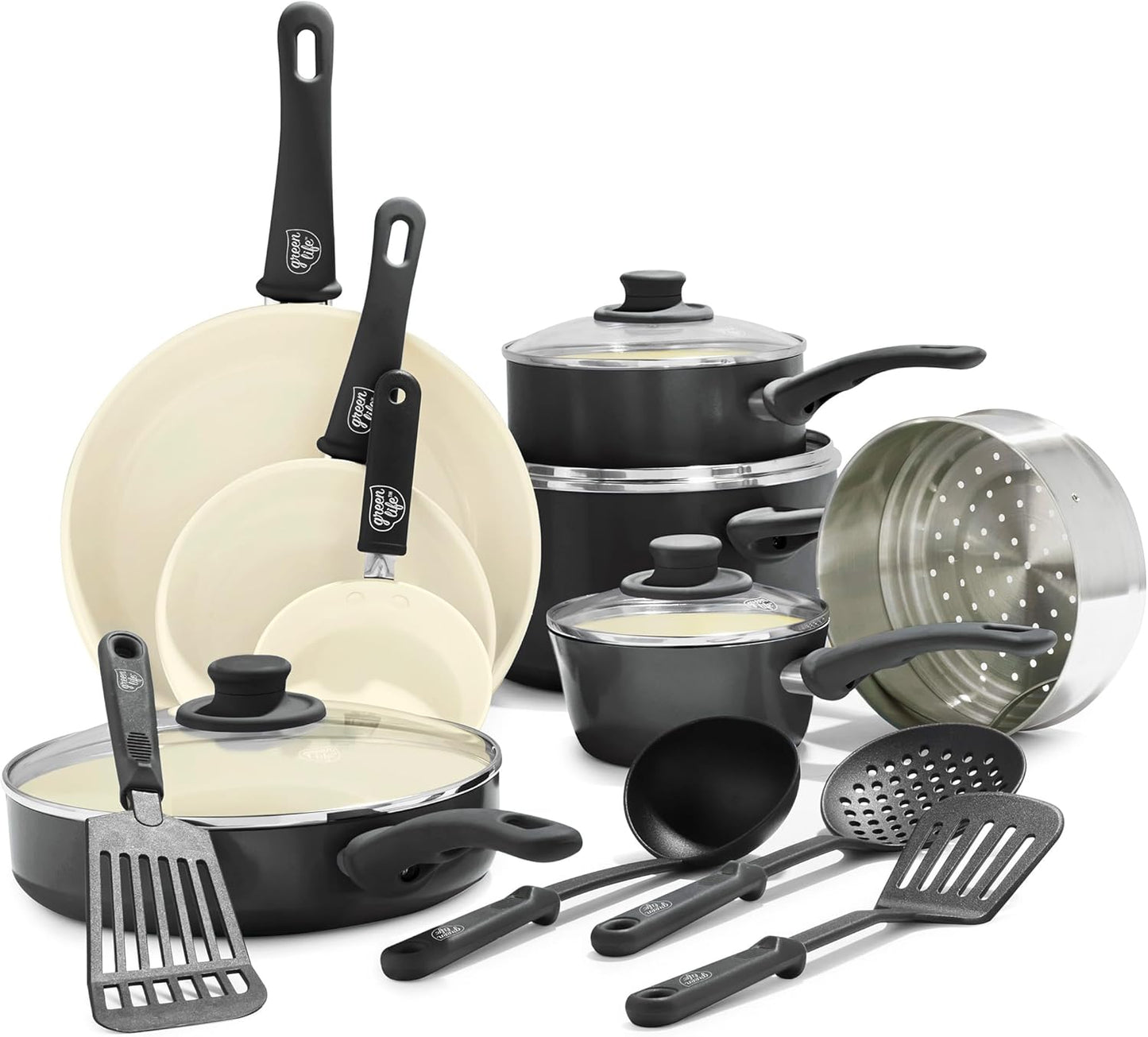 GreenLife 16 Piece Nonstick Cookware Set for Healthy Cooking