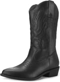 Women's Western Cowboy Boots Embroidered Mid-Calf Pointed Toe Key