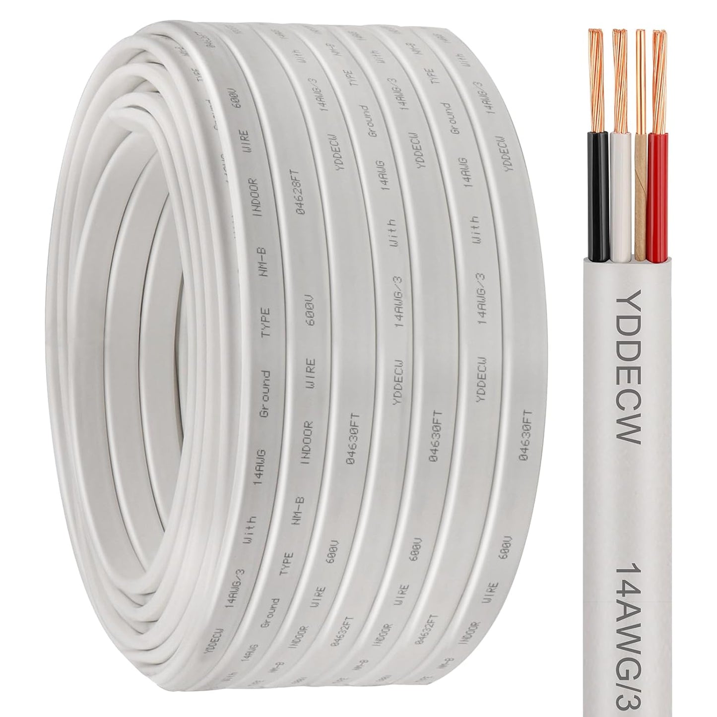 14/3 NM-B Wire with Ground - 100FT Copper Indoor Cable