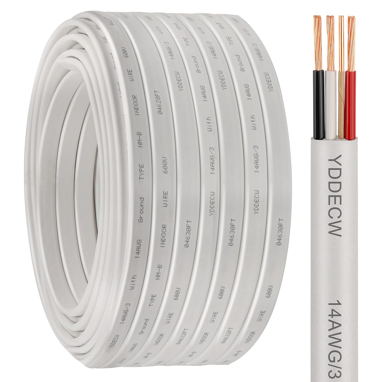 14/3 NM-B Wire with Ground - 100FT Copper Indoor Cable