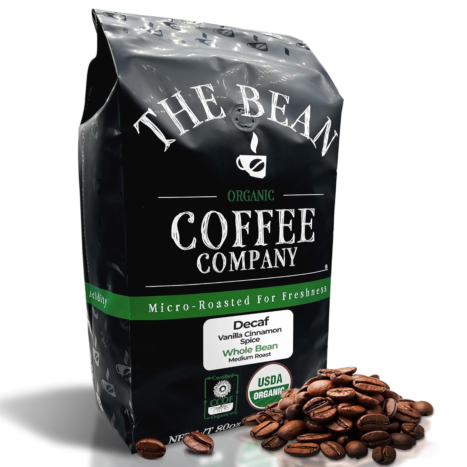 Organic Decaf Vanilla Cinnamon Spice Whole Bean Coffee 5-Pound