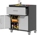 Metal Storage Cabinet with Wheels Rolling Tool Cabinet - Sturdy Garage