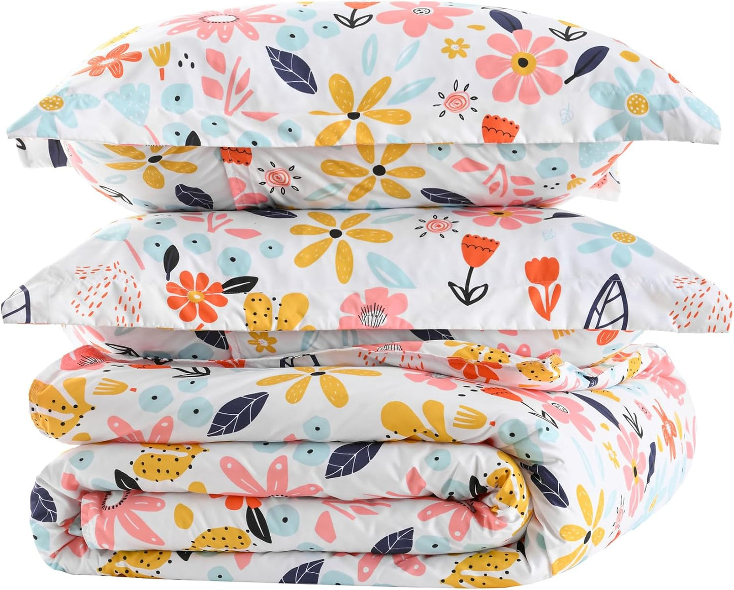Yibeizi Floral Comforter Set for Girls Twin - Cute Bedding