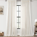 Cream Linen Curtains 108 in Set of 2 - Light Filtering Rustic Drapes