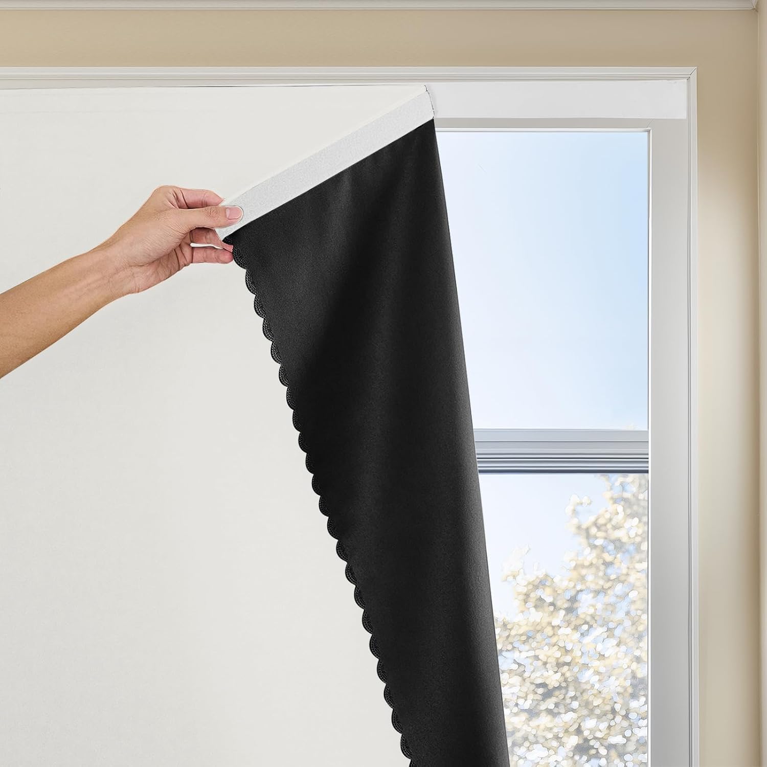 Magic Tape Stick on Portable Curtains for Windows - Blackout Drapes