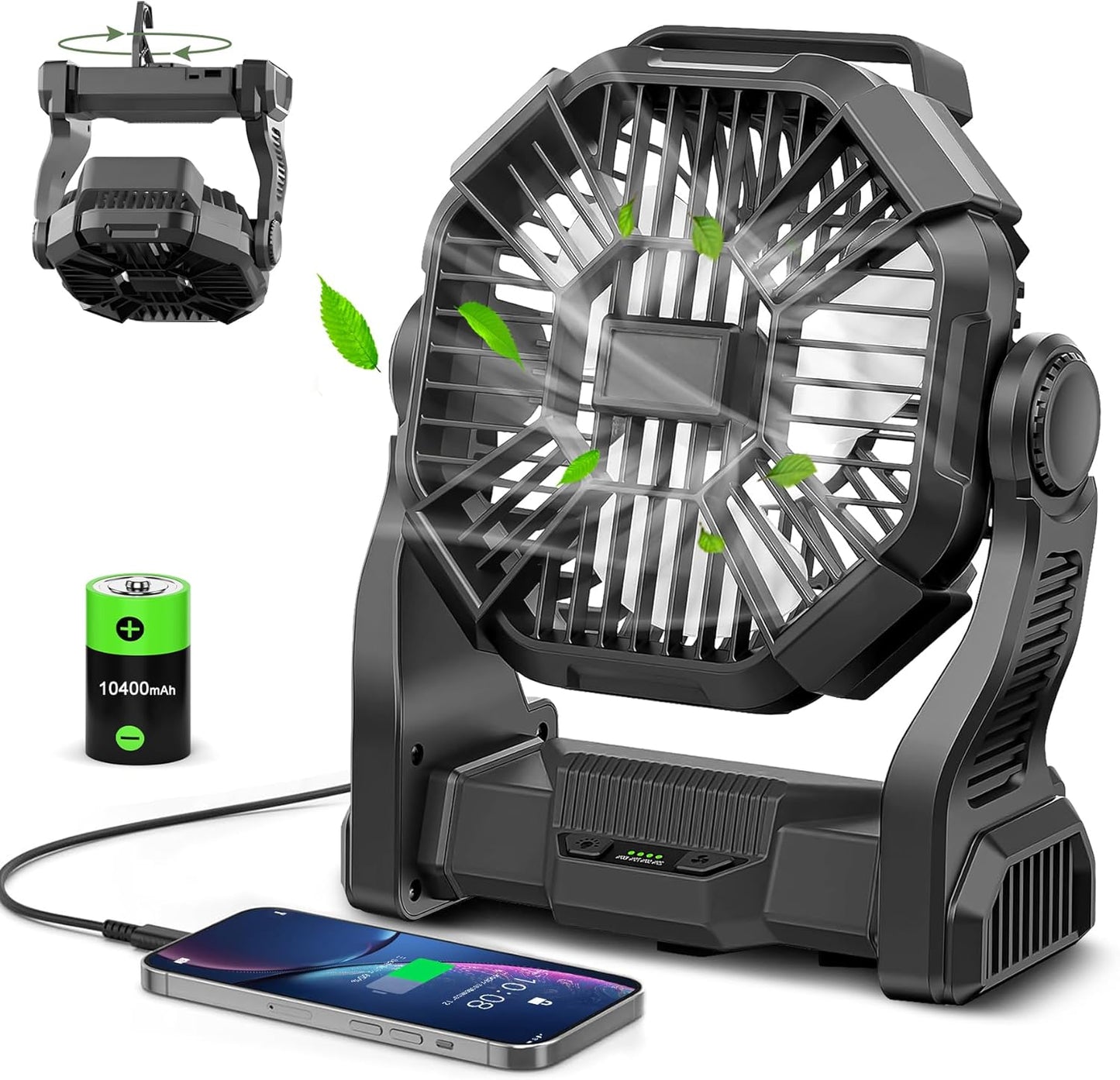 CONBOLA Portable Camping Fan: 10-Inch Quiet Cooling Power!