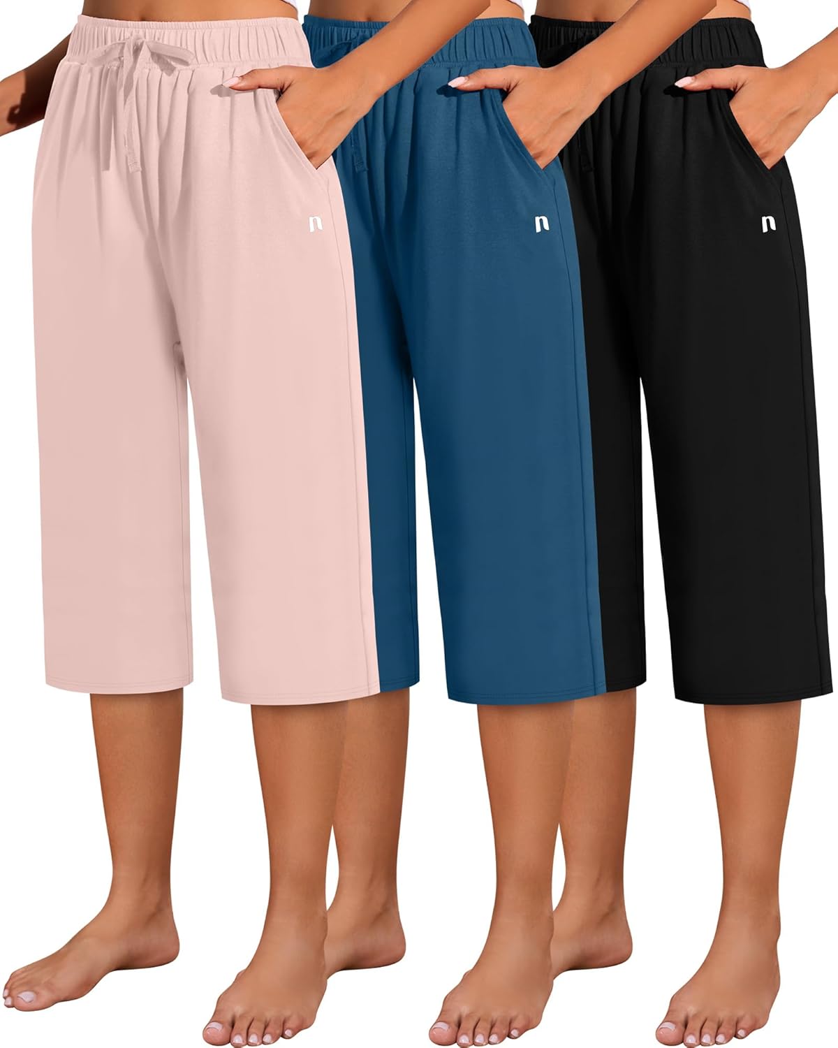 Neer Women's Capri Pants 3 Pack for Casual and Yoga Wear