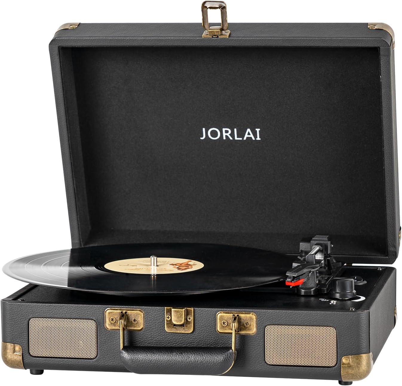 3 Speeds Vintage Portable Suitcase Turntable with Bluetooth Function
