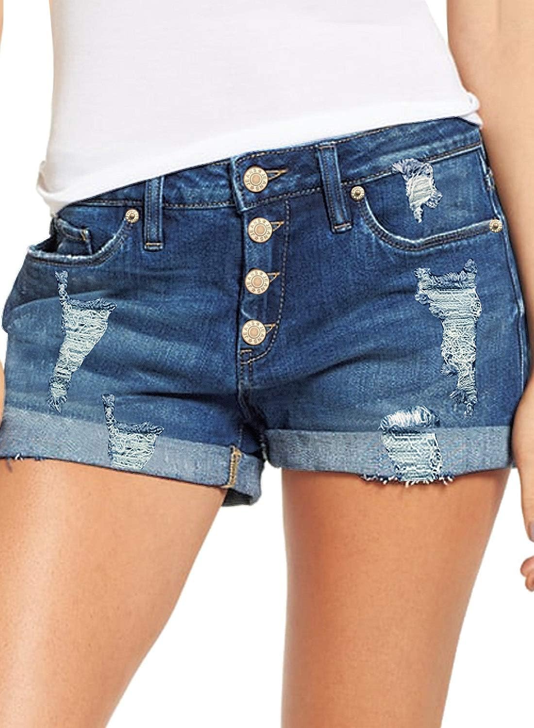 Luvamia Women's Ripped Denim Jean Shorts for Summer Style