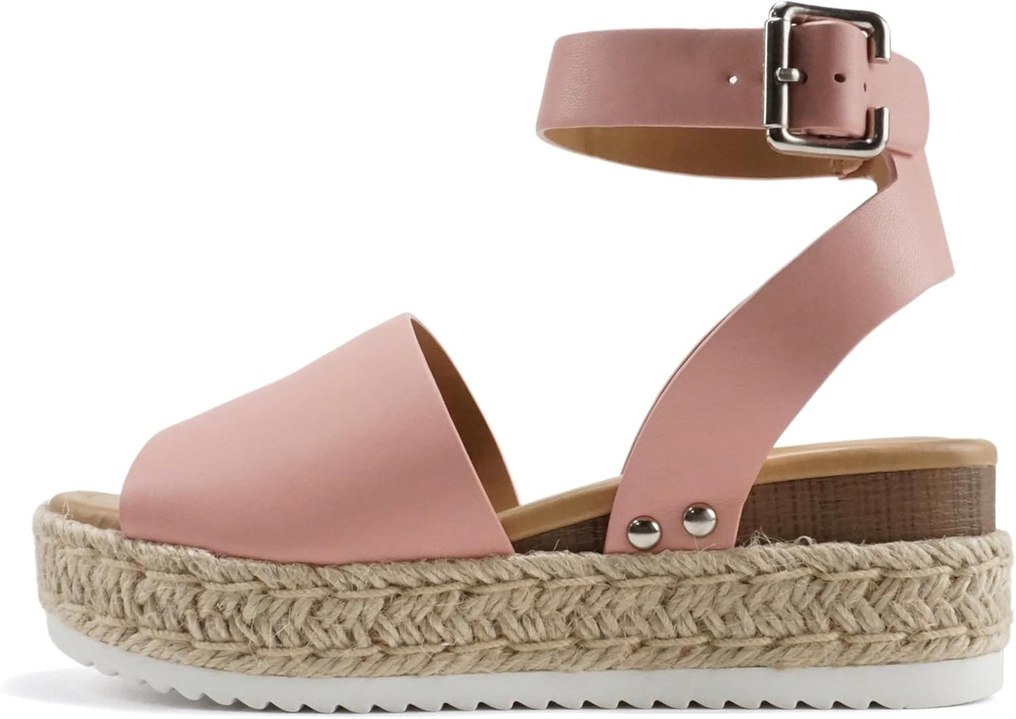 Soda Open Toe Buckle Ankle Strap Espadrilles Wedge Sandals