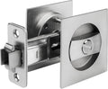 Brushed Nickel Square Pocket Door Lock - Sleek Flush Handle