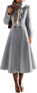 IDEALSANXUN Womens Long Wool Coat - Classic Double Breasted Trench