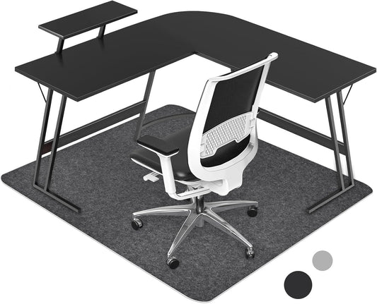 Large Anti-Slip Desk Chair Mat for Hardwood Floor - Dark Grey