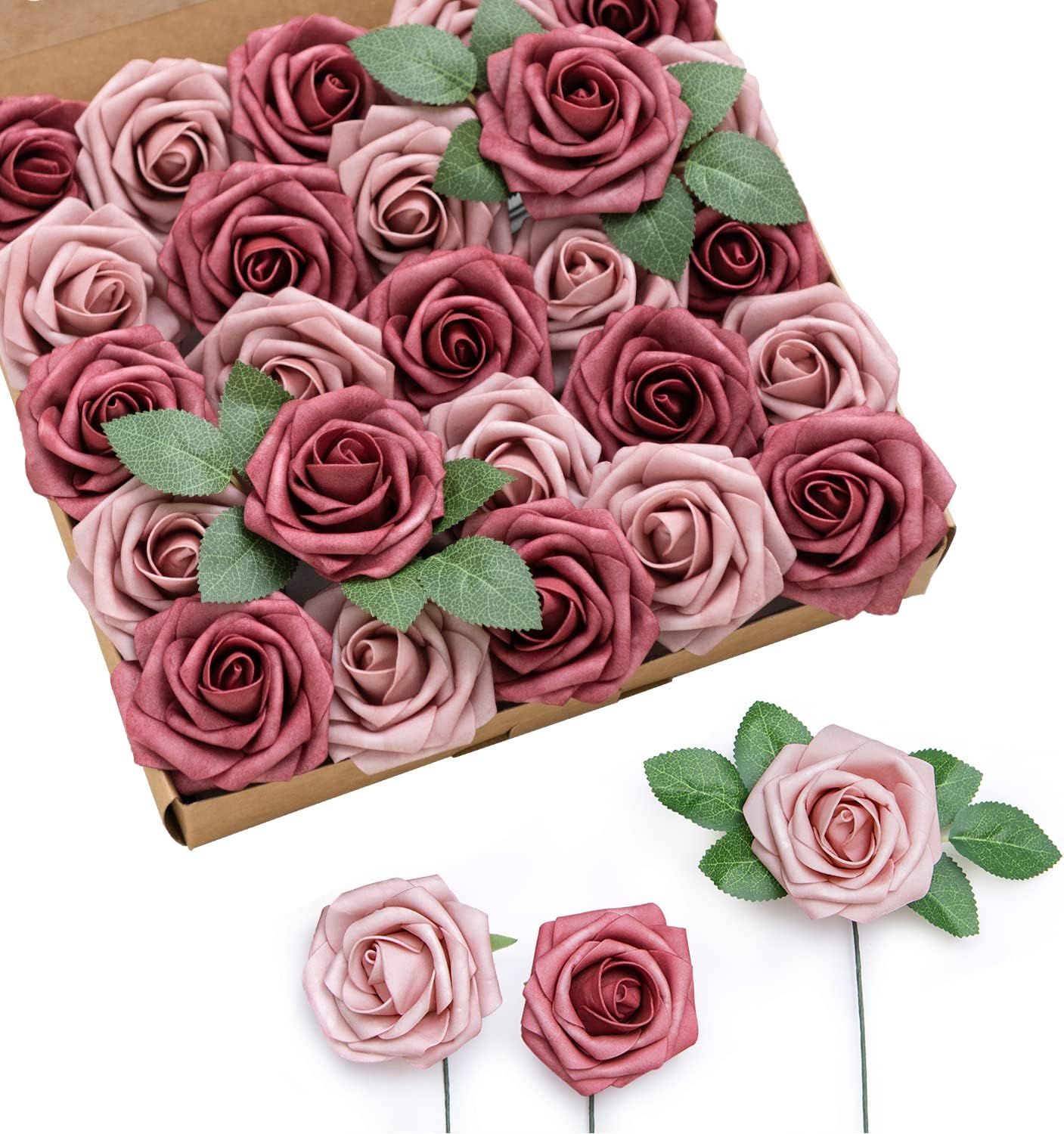 Ling's moment Artificial Flowers 50Pcs Torrid Blush Roses Decor