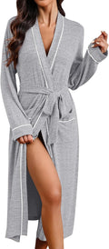 Ekouaer Womens Long Bathrobe Lightweight Soft Knit Kimono Robes