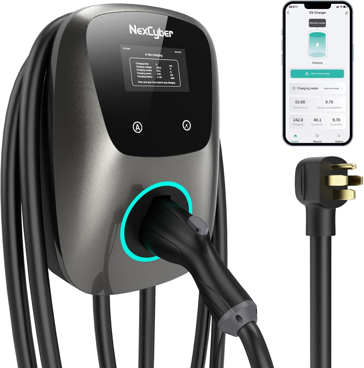 Level 2 EV Charger with 25ft Cable for Faster Home Charging