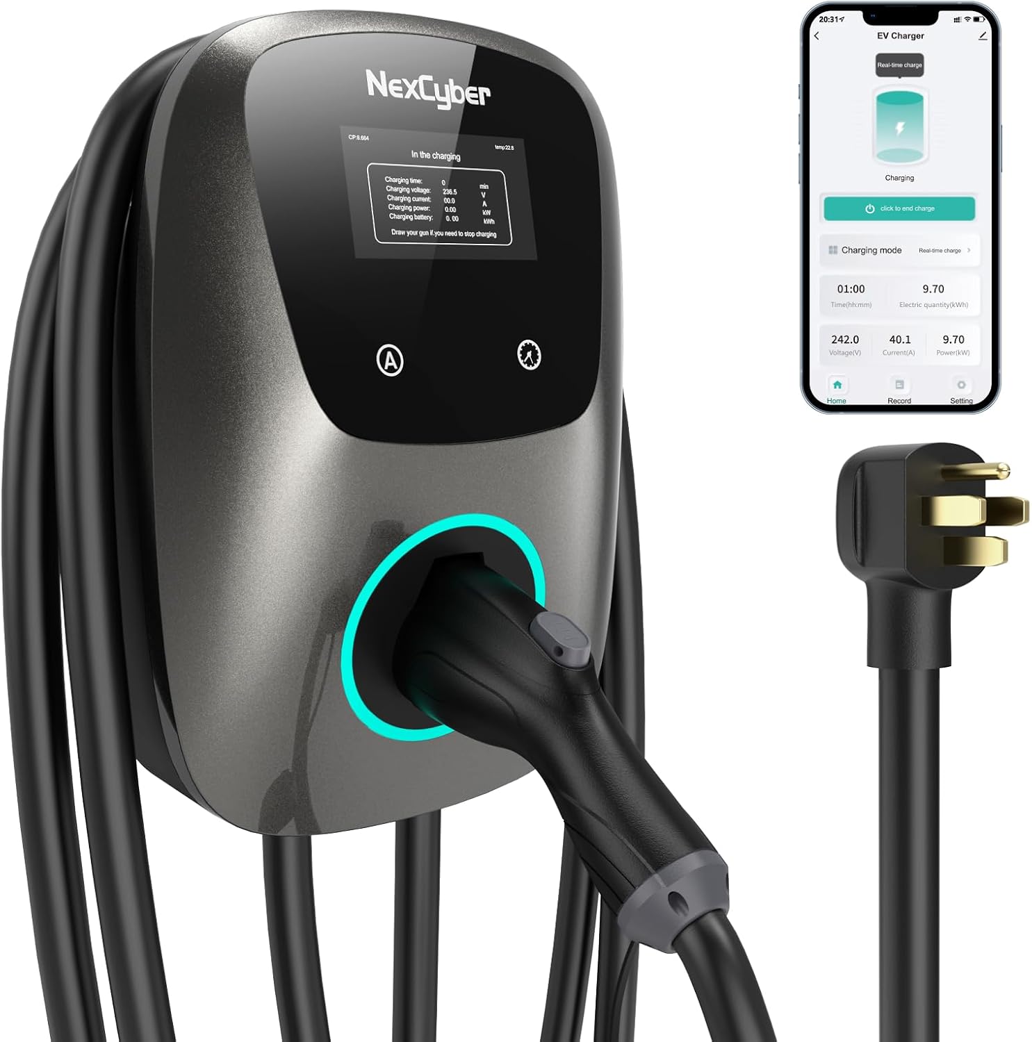 Level 2 EV Charger with 25ft Cable for Faster Home Charging