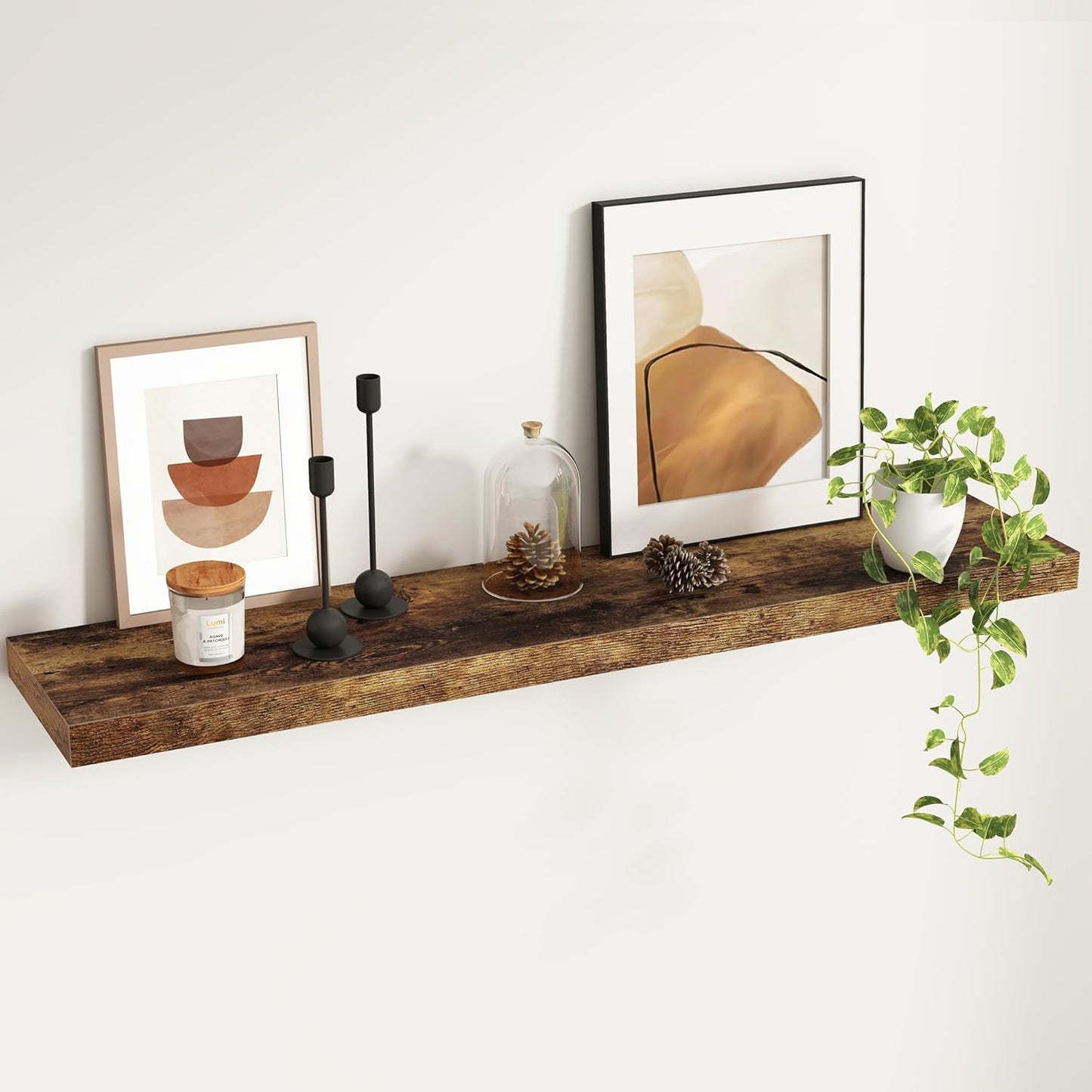Floating Shelves for Decor & Storage - Rustic Brown 48in W