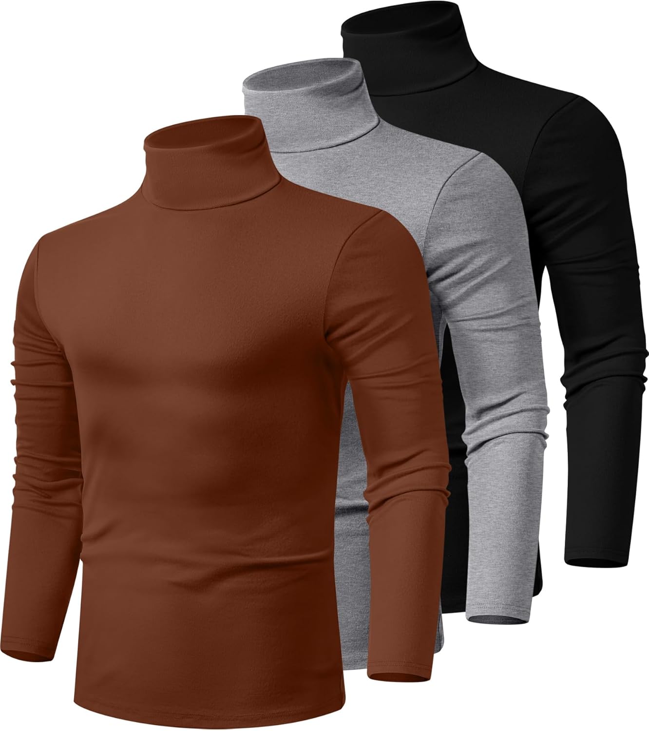 Men's Turtleneck Shirts 3 Pack Comfortable Cotton Pullover