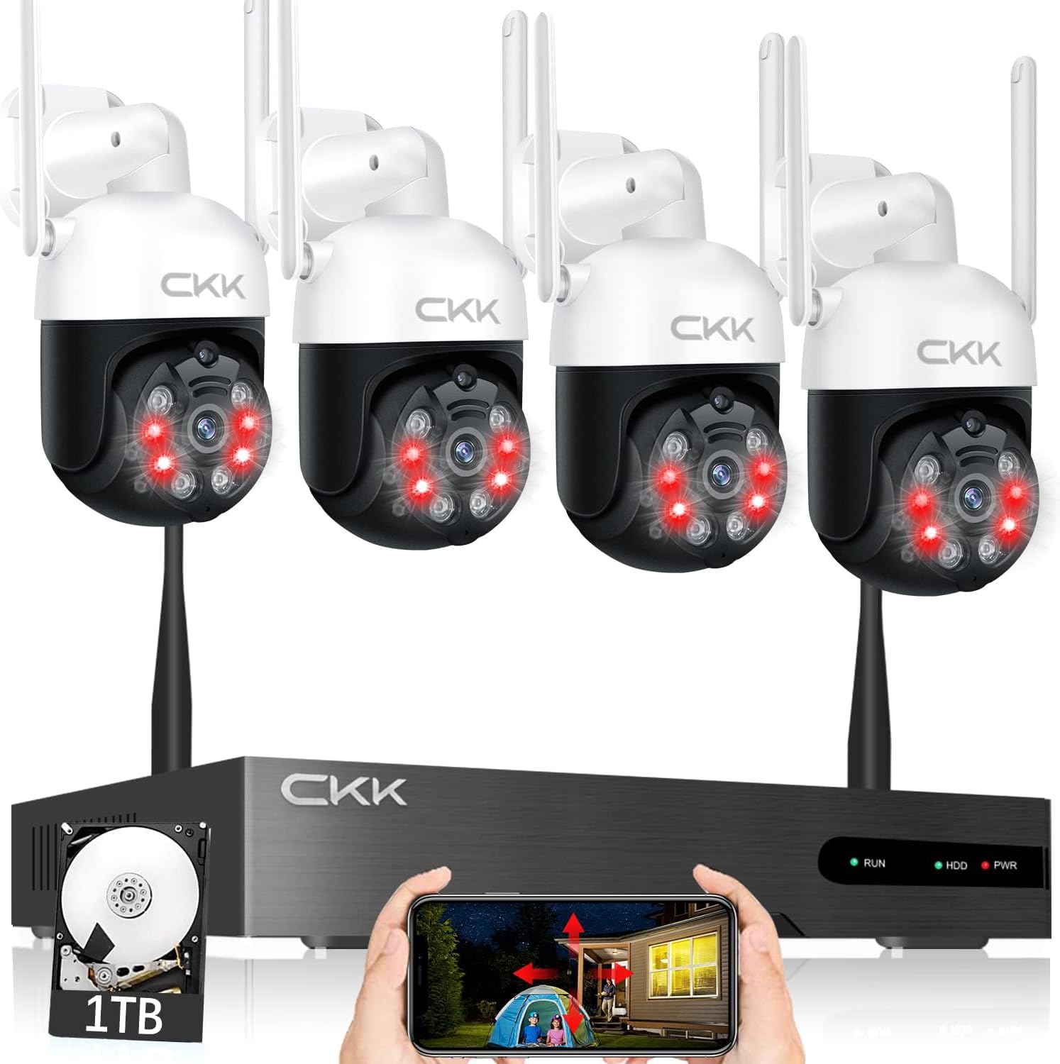 3MP PTZ Wireless Security Camera System with 1TB Hard Drive