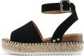 Soda Topic Open Toe Buckle Ankle Strap Espadrilles (Style 41KK)
