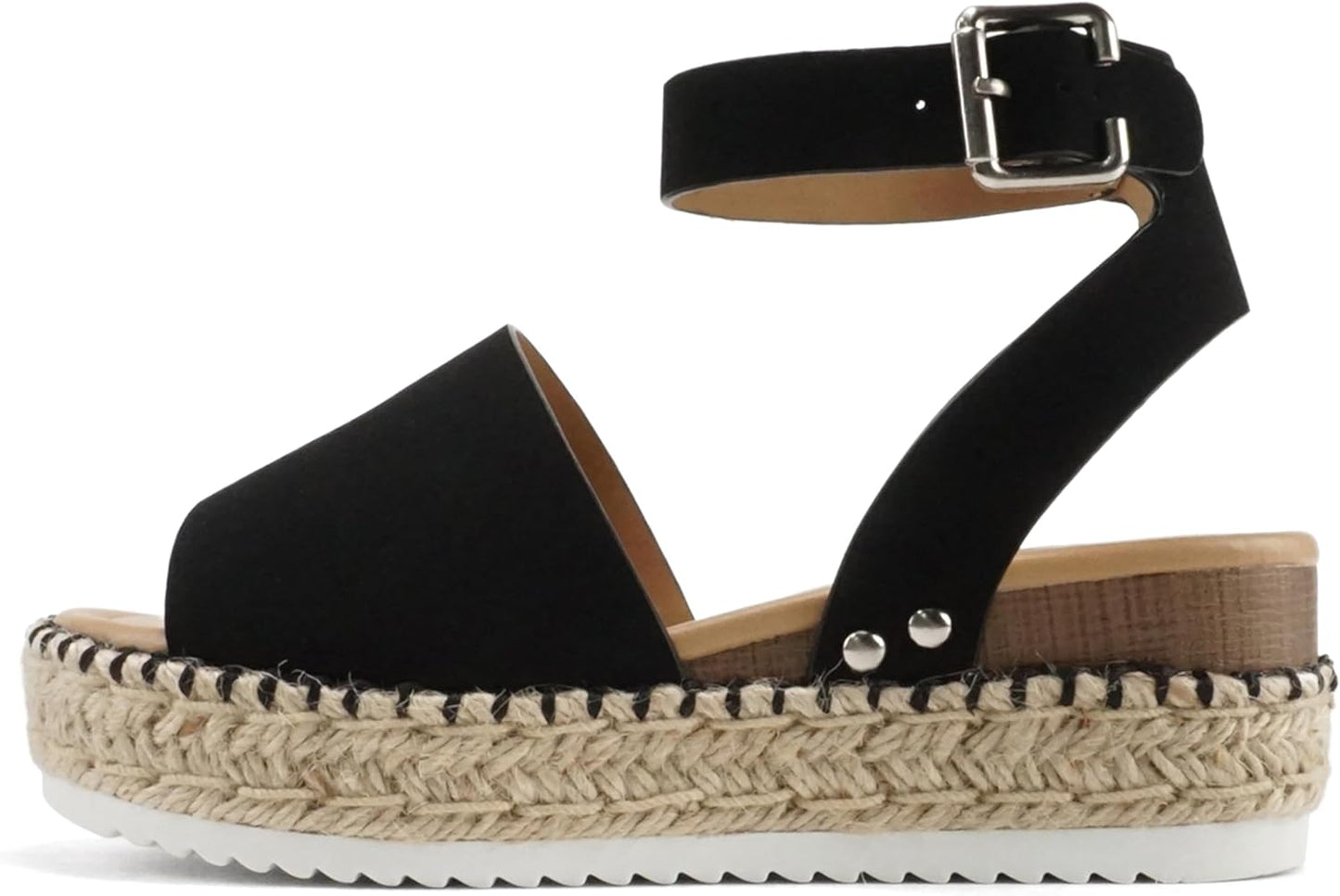 Soda Open Toe Buckle Ankle Strap Espadrilles Flatform Wedge Sandal