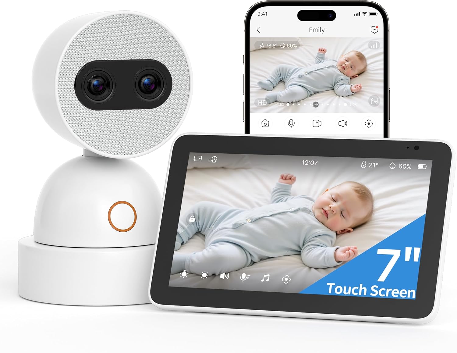 Simsky Video Baby Monitor with Dual 4MP Cameras and 7in Screen