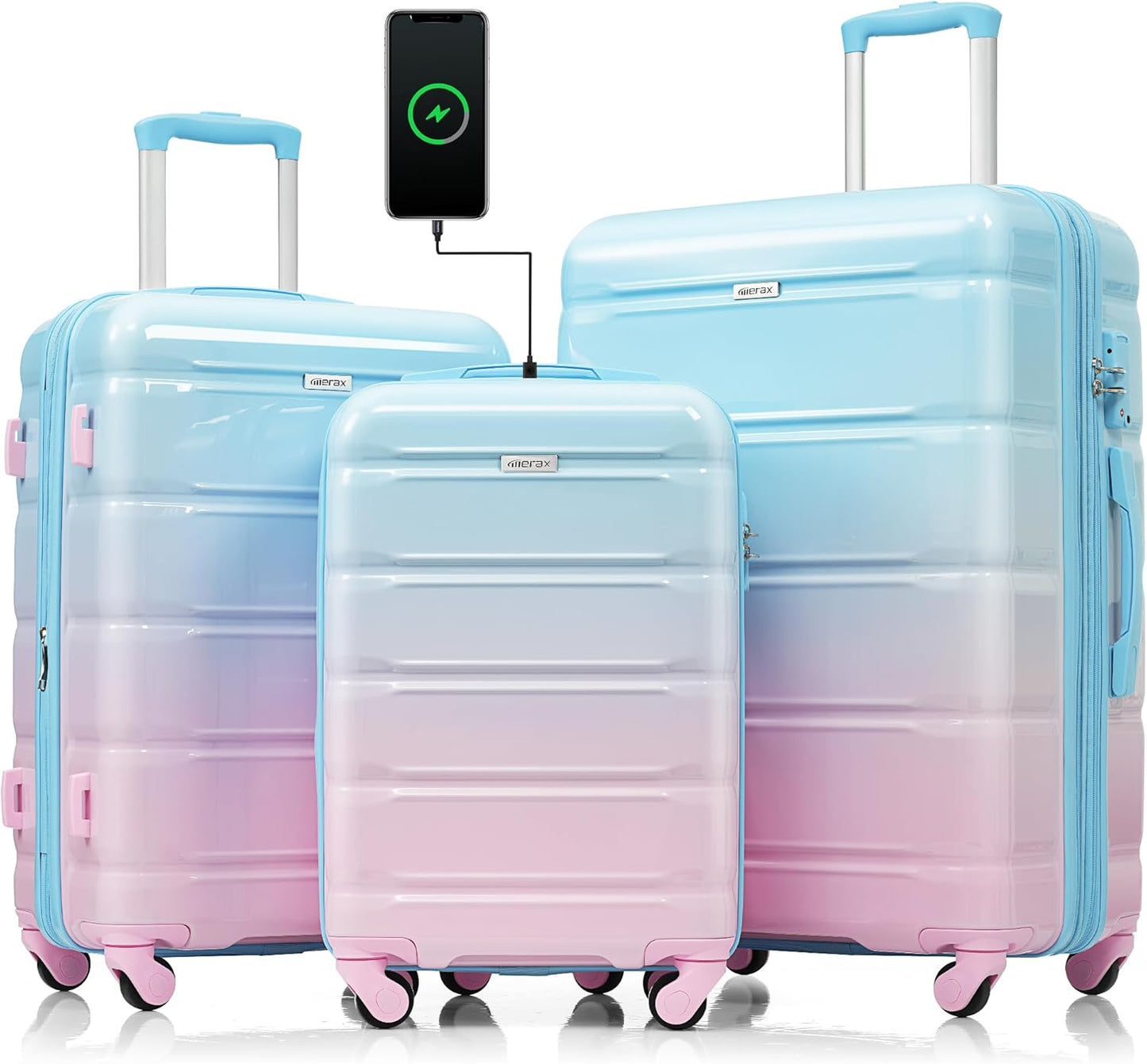 Merax Luggage Sets with USB Port and TSA Lock for Travel