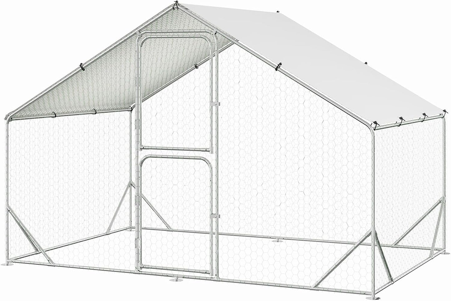 Large Metal Chicken Coop with Cover for Outdoor Poultry Care