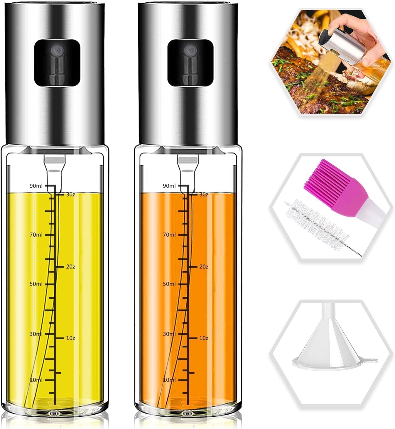 NORBASE 2 Pack Oil Sprayer Set - Refillable with Scale, Perfect for Cooking & Baking