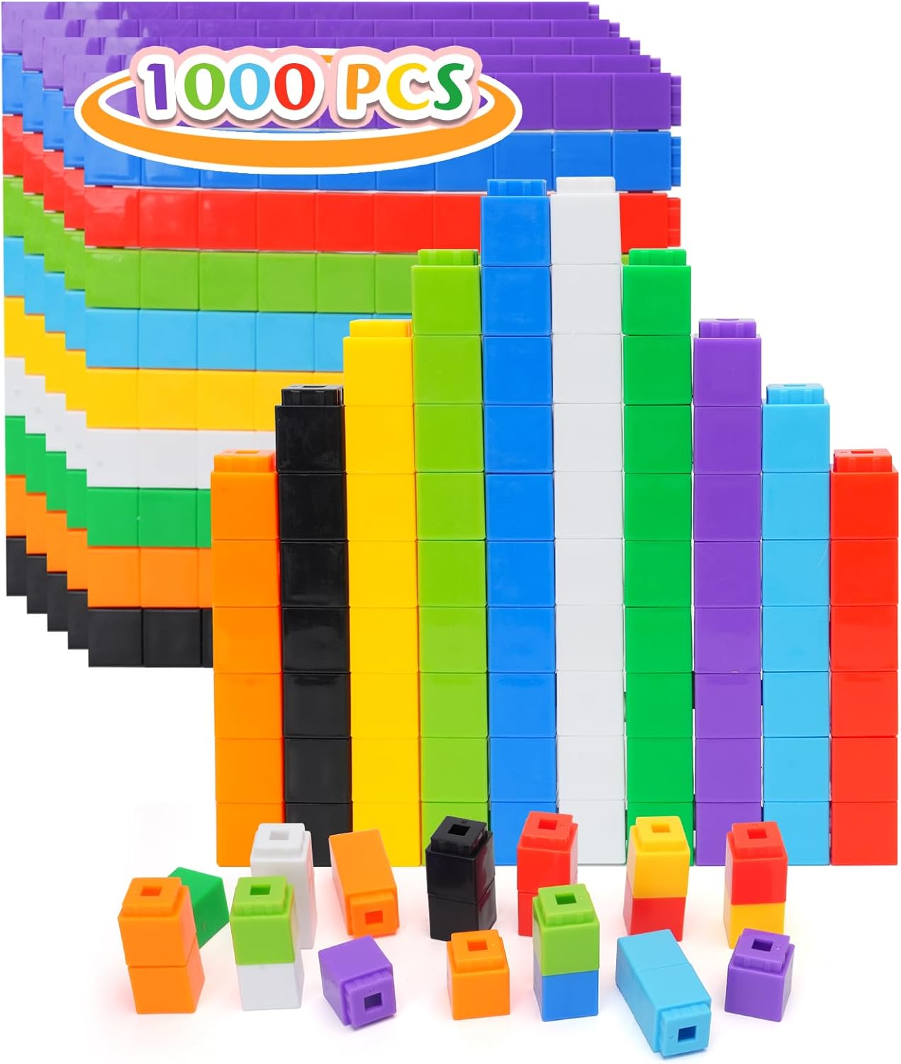 1000 Pcs Math Linking Cubes for Classroom and Kids Learning