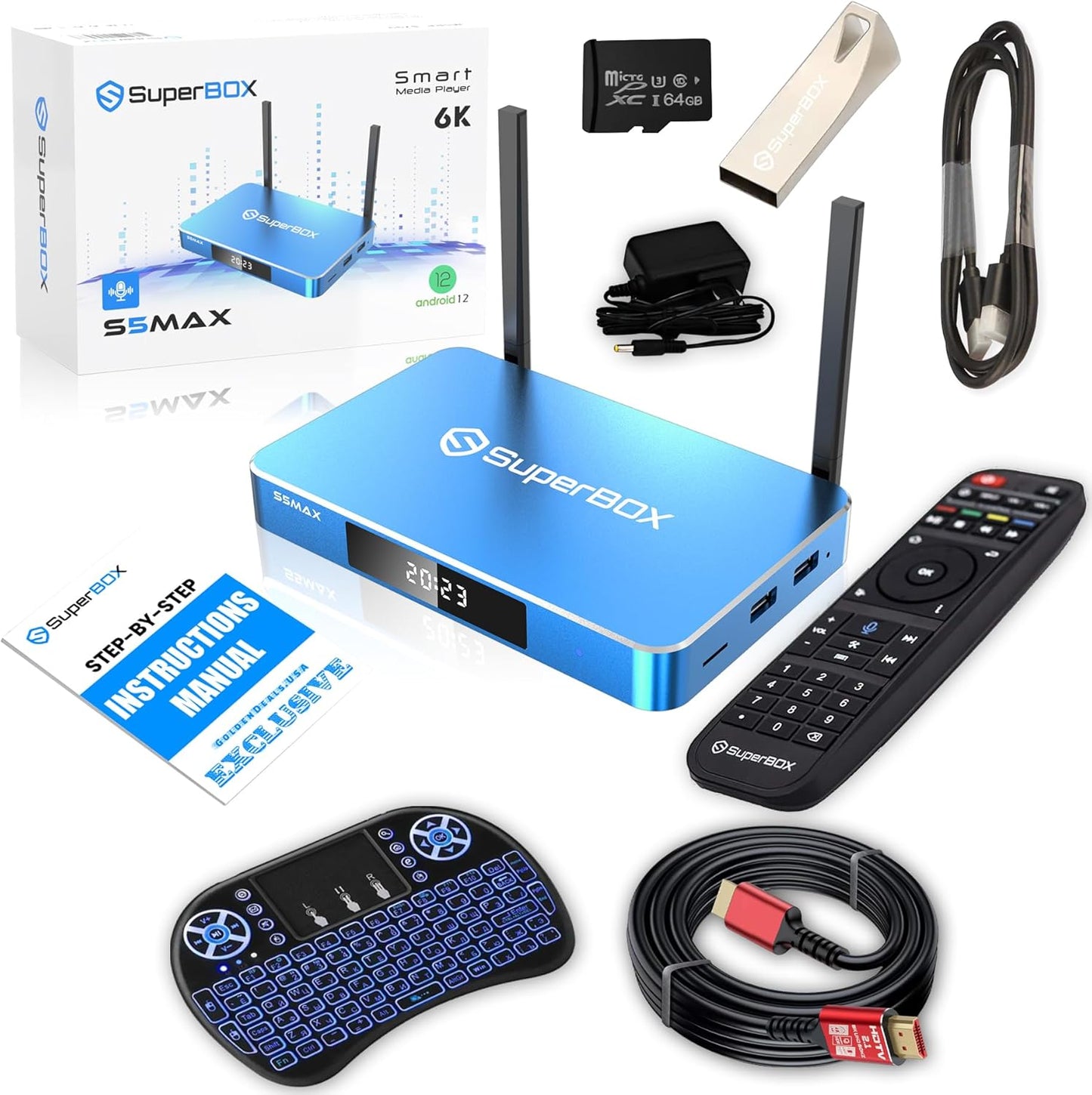 2024 S5 MAX Bundle TV Box with Voice Remote and Accessories
