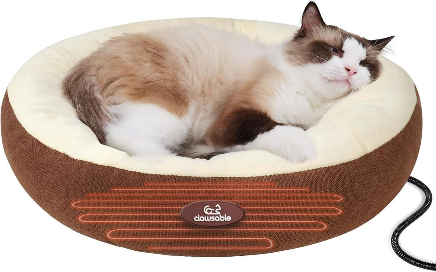 Heated Cat Bed for Small Medium Cats - Soft Round Design