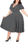 Nemidor Plus Size V Neck Midi Dress for Curvy Women (Style 7LKQ)