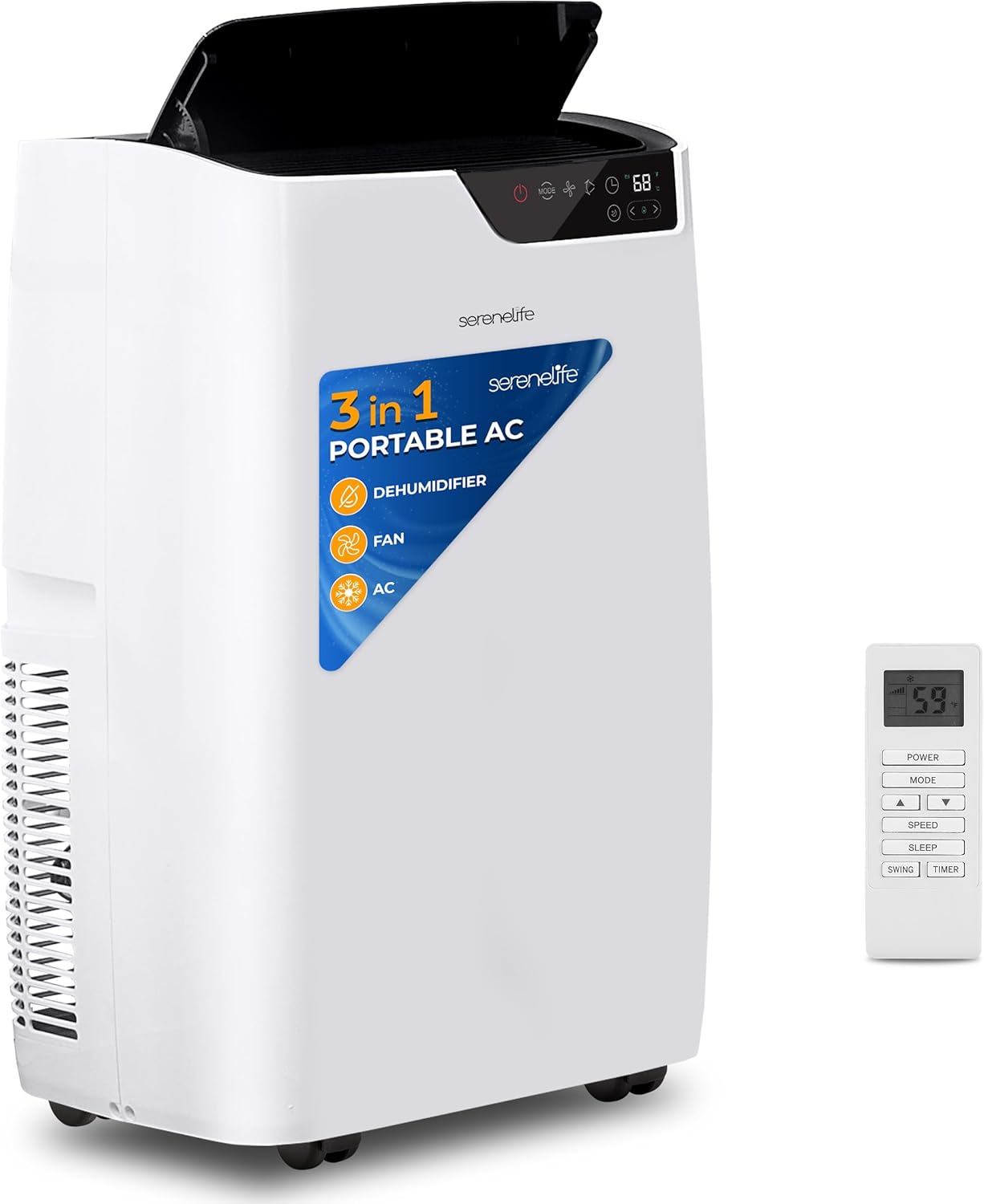 SereneLife 14000 BTU Portable A/C - Compact Cooling & Dehumidifier