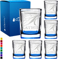 Personalized Square Shot Glasses Set of 6 - Engraved 2oz Blue Bottom