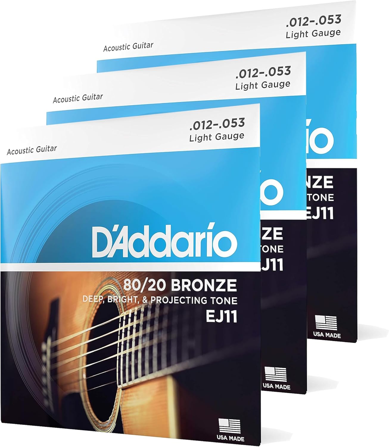 D'Addario EJ11-3D Acoustic Strings - Rich Tone - 3-Pack