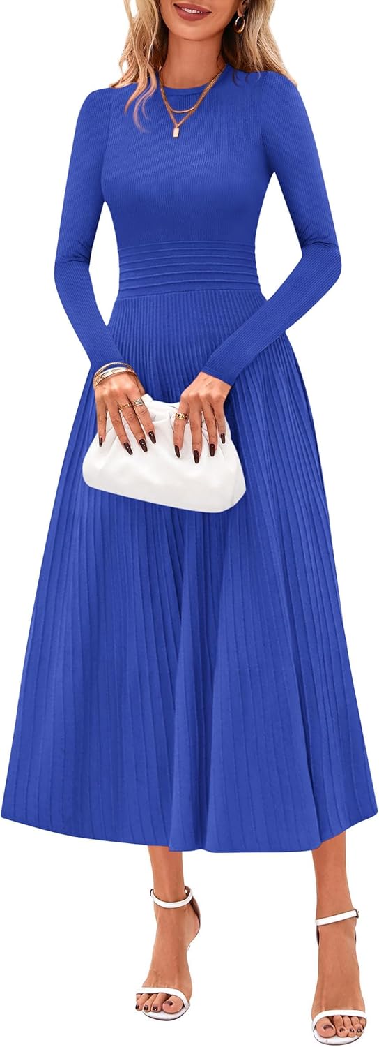 PRETTYGARDEN Fall Dresses for Women 2025 Long Sleeve Midi Dress