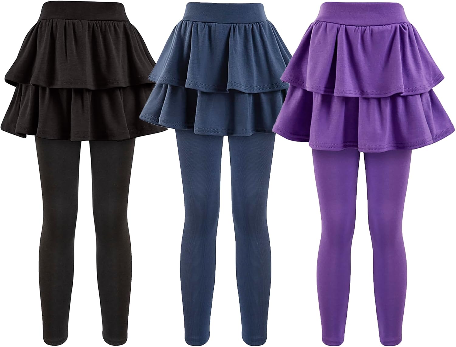 Girls School Uniform Pants Leggings with Skirts for Ages 4-12