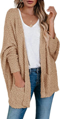 Chunky Popcorn Cardigan Oversized Open Front Boyfriend Batwing Sweater