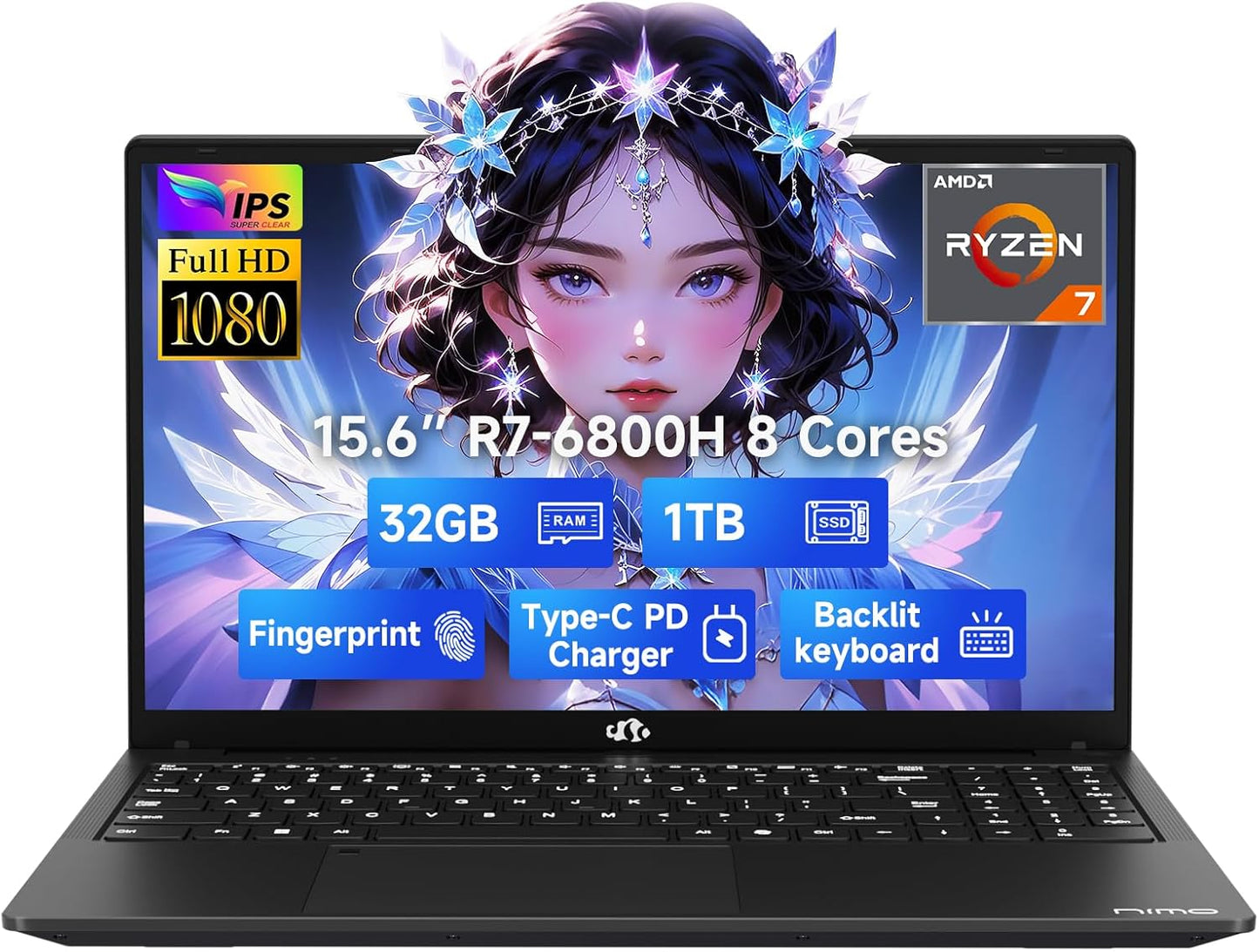 NIMO 15.6 FHD Gaming Laptop with AMD Ryzen 7 and 32GB RAM