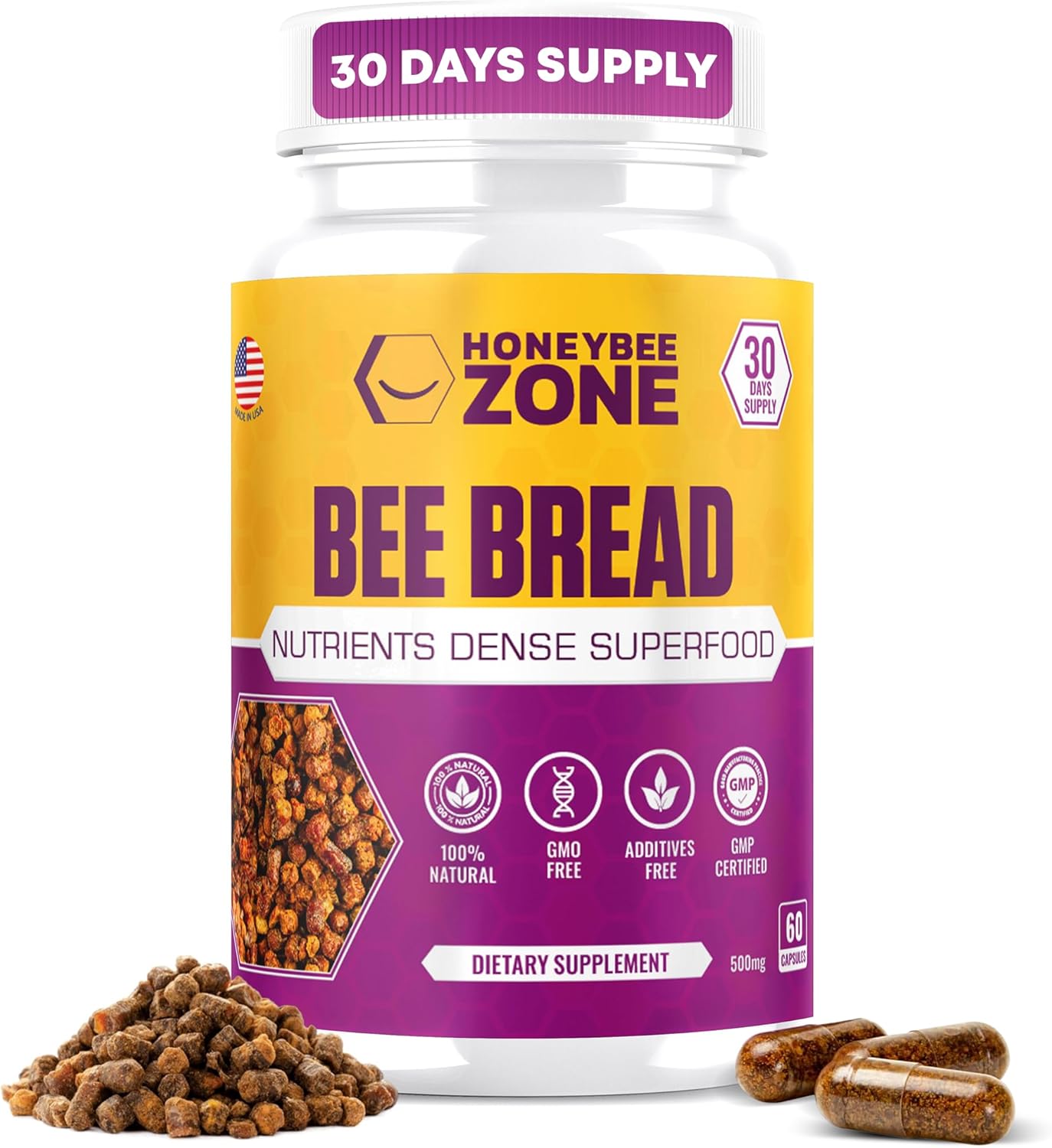 Bee Bread Capsules for Energy Boost and Immune Support
