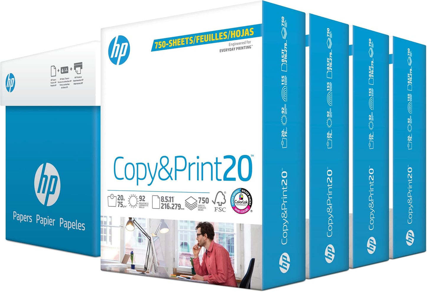 HP Copy & Print 20 lb Printer Paper - 3000 Sheets, 92 Bright