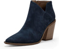Womens Pointed Toe Ankle Boots Block Chunky Heel Cutout - Fall Booties
